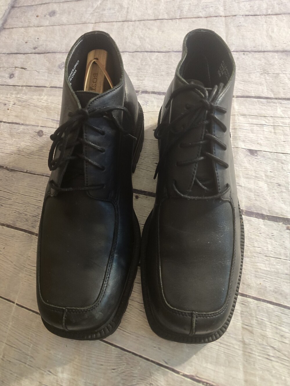 LORD&TAYLOR TYLER VINTAGE 1990'S BLACK LEATHER CHUKKA ANKLE BOOTS SIZE 10.5